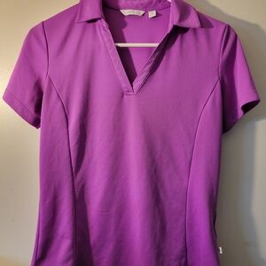 Lady Hagen Purple Short Sleeve V-Neck Top
